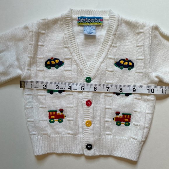 White Multi-Color Button Down Cardigan Sweater by Baby Superstore 12 Months NWOT - Picture 9 of 10